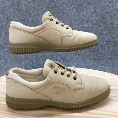 ECCO Zapatos Suaves Mujer 39 Informales Tenis Beige Cuero Punta Redonda Con Cordones Bajos Foto 1 de 4