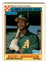 1984 Topps Ralston Purina #15 Rickey Henderson Oakland Athletics A's HOF