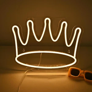 Crown Neon Signs Led Crown Neon Light Large Wall Hanging Lights Art Decor Neon L - Picture 1 of 6