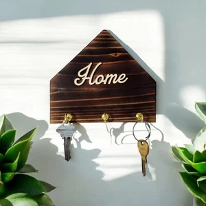 Handmade Key Hanger Wood Wall Mount Key Holder HOME Decor Housewarming Gift - Picture 1 of 6