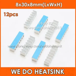 12 pièces dissipateur chauffant en aluminium 8 x 30 x 8 mm de long avec double ruban thermique pour circuit intégré - Photo 1/7