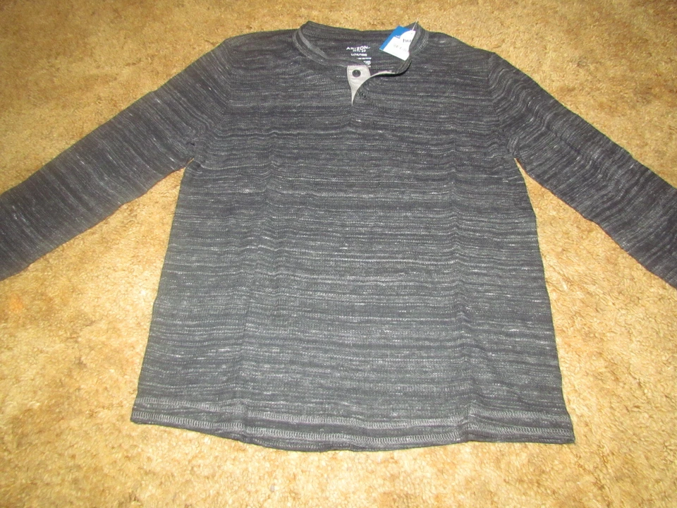 Chicos Arizona NUEVO CON ETIQUETAS Manga Larga Negro Henley Talla 14/16 Husky Foto 1 de 1