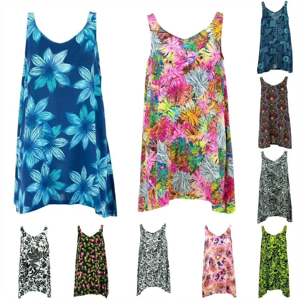 Floaty Asymmetrisches Sommerkleid Loud Originals Damen Urlaub Strand Mit Trägern - Bild 1 von 1