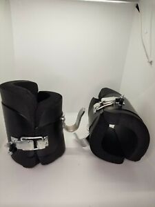 2x Leather Suspension Hanging Leg/Ankle Guards Padded Cuffs Clamps B D S M