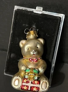 3.5” Teddy Bear Glass Christmas Ornament By Workbench - Picture 1 of 5