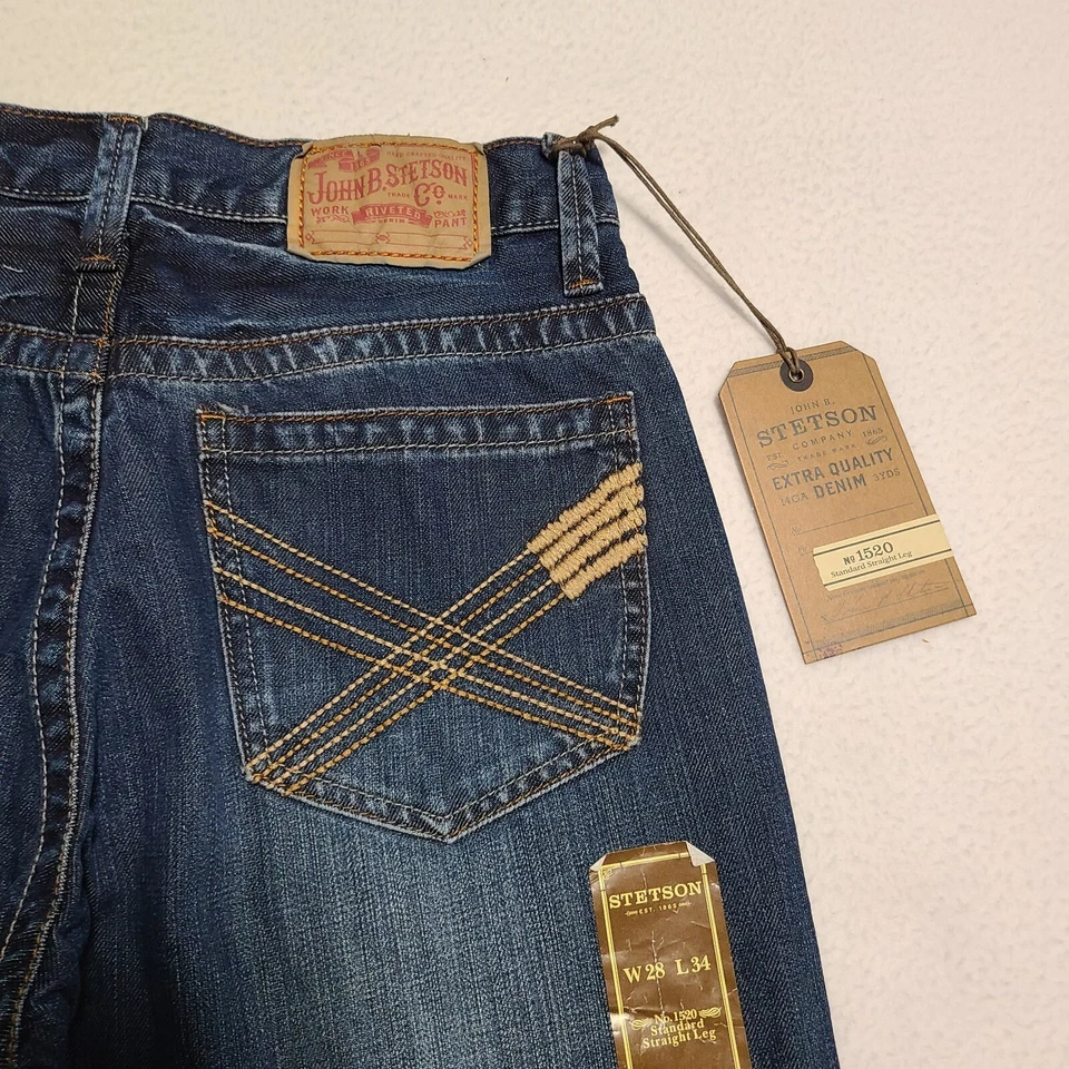 Stetson Men's Sz 28x34 1520 Standard Fit Jeans Straight Leg Two Tone Jeans. - Image 1 of 4
