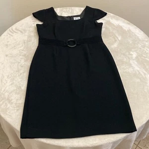 K Studio Womens Black Square Neck Cap Sleeve Sheath Mini Dress Size 10 - Picture 1 of 11