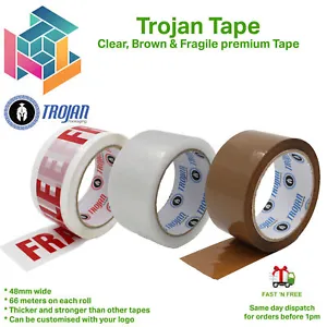 Clear Brown Parcel Tape Strong Packing Carton Sealing Tape 48mm x 66m 1 6 12 36 - Picture 1 of 16