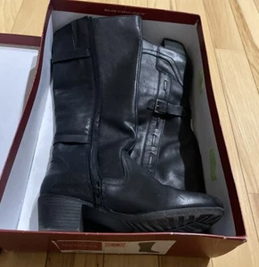 Merona Leather Women's Knee-High Boots - Black - Size 9 Zip Clean EUC - Picture 1 of 8