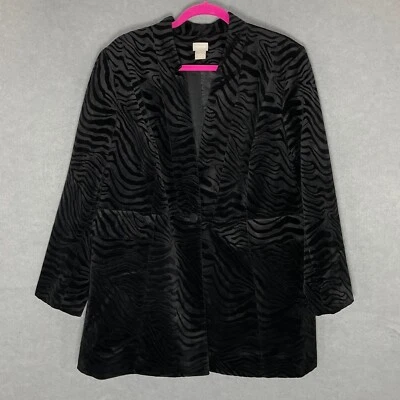 Chaqueta Blazer Chico's Terciopelo Estampado Cebra Carrera Fiesta Elegante Talla 3 (16/18) Foto 1 de 4