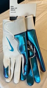 Nike Vapor Jet Gloves in Youth Large, White w/ Blue Iridescent, New on Package - Picture 1 of 18