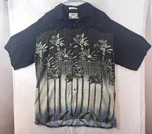 Campia Moda Mens XL Black Floral Hawaiian Short Sleeve Button Up Shirt - Picture 1 of 12