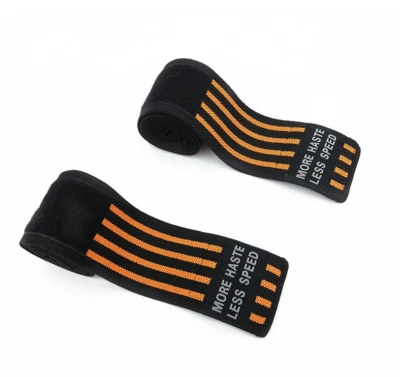 Orange Striped Black Band Nylon Strap Elastic Elbow Wrap Compression Support Gym - Image 1 of 4