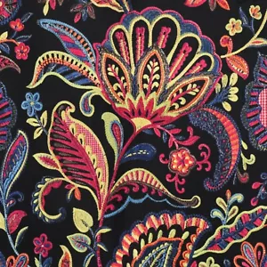 Jamboree Velvet Fabric Black/Multi | Floral | Chess Curtains Upholstery Cushions - Picture 1 of 6