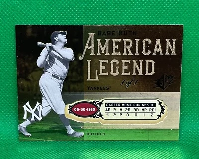 Cubierta superior SPX 2008 Babe Ruth American Legend 30/05/1930 1/1 Yankees #BR39 Foto 1 de 2