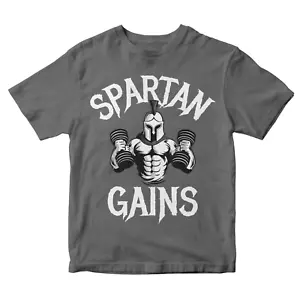 Spartan Gains T-Shirt | Funny Gym Workout Greek God Gift | FREE SHIPPING - Picture 1 of 6