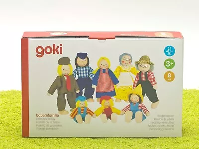 Goki Biegepuppe Puppen Bauernfamilie  8 Teile - Holz, Textil, biegsam - Bild 1 von 4