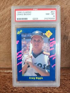 Craig Biggio ROOKIE RC 1990 Classic BLUE #57 HOUSTON ASTROS HOF PSA 8