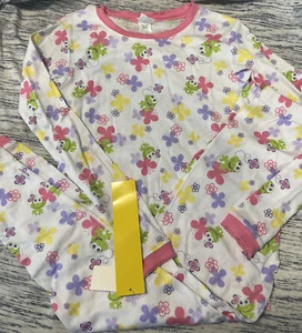 NWT Girls CIRCO Sz 10 Cotton Pajamas  2pc PASTEL SPARKLY FROGS & FLOWERS - Picture 1 of 2