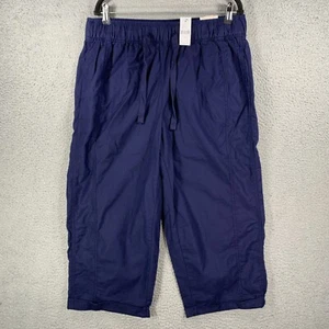 LANE BRYANT Woman Size 14/16 Navy Blue Soft Slub Capri Mid Rise Elastic NWT - Picture 1 of 10
