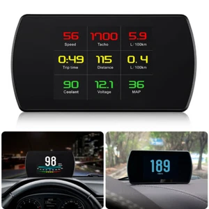 P12 Car OBD2 HUD Head Up Display Digital Speedometer MPH Alarma de consumo de combustible - Imagen 1 de 10