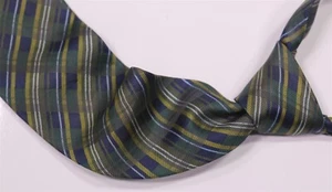 Paul Stuart Green/Blue/Gold Tartan Plaid Silk Necktie Tie - Picture 1 of 5