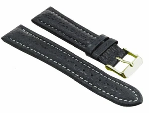 Eichmüller Uhren Armband  Hai Leder schwarz 20mm Dornschließe goldfarben - Bild 1 von 2