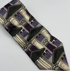Structure Architectual Tie Purple Grey Black Silk Made in USA - Picture 1 of 3