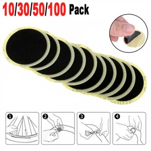 100x Rustine Tube Colle Roue Kit Patch Vélo VTT Bicyclette Réparation Pneu Outil - Foto 1 di 11