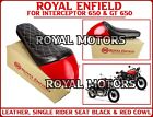 Royal Enfield "LEATHER, SINGLE RIDER SEAT BLACK & RED COWL" For INT 650 & GT 650