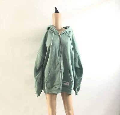 Boohoo Talla XL Sudadera con Capucha con Cremallera Manga Larga Verde Mujer DSGN Studio Nueva Foto 1 de 4