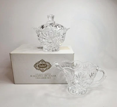 Shannon Crystal por Godinger Sugar Bowl recortado com tampa e conjunto creme #131 - Imagem 1 de 4