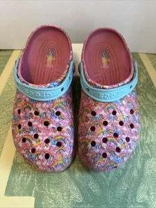 Lisa Frank X Crocs Clogs Wm 9 M 7 Rainbow Unicorn Limited Edition Charm Pink EUC - Picture 1 of 16