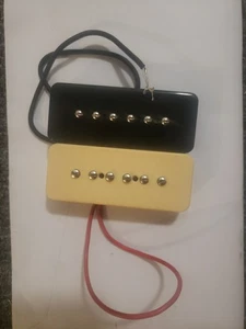 Pair of Unbranded P90 Style guitar Pickups - Cream and Black - Picture 1 of 2