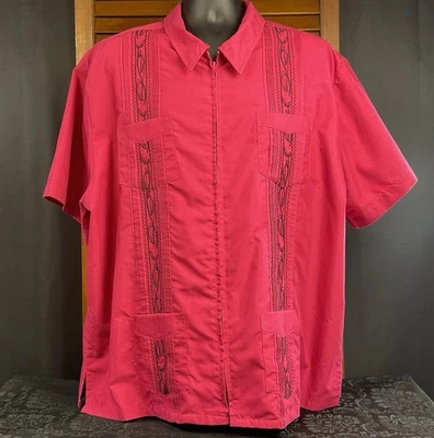 The Genuine Haband Guayabera Men’s Embroidered Short Sleeve Full Zip Shirt  XL - Image 1 of 4
