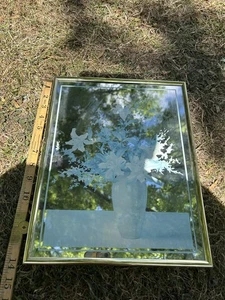 Vintage Etched Mirror With Floral Design - Picture 1 of 4