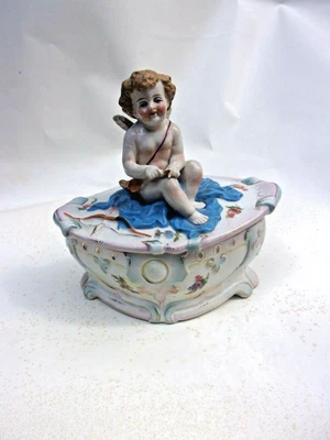 Joli POT couvert en céramique, prise en PUTTO Chérubin - XIXe - Photo 1/4