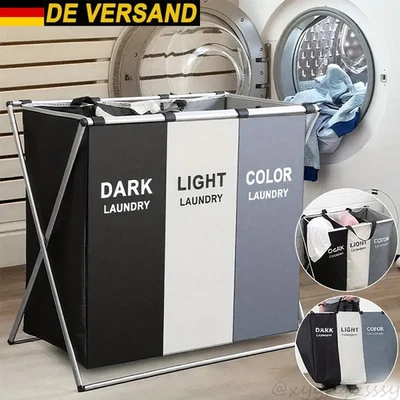 Wäschesammler faltbar Wäschesortierer Wäschekorb Wäsche Box 3 Fäch Wäschesack - Bild 1 von 4