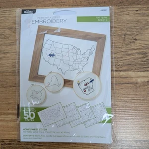 NEW Bucilla Home Sweet Stitch 50 State Embroidery Pattern Sheets - Customizable - Picture 1 of 3