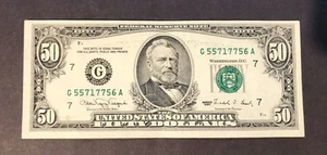 1990 Series (G) - Chicago $50 Fifty Dollar Bill Federal Reserve Note Crisp - Picture 1 of 2