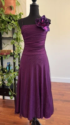 Vestido fruncido acanalado talla S Rampage malla encaje ajuste acampanado capas púrpura negro rosa Foto 1 de 4