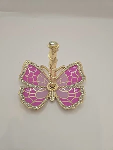 Schmetterling Schmuck Ring Halter mit Kristallen Hot/Light Pink. Vergoldet. - Bild 1 von 7