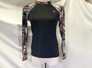 Hurley Women’s Black with Pink & Brown Frond Sleeves Size XS - Picture 1 of 5