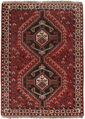 Alfombra oriental hecha a mano roja oxidada geométrica estilo tribal decoración alfombra 3'6X4'9 pies Foto 1 de 4