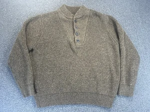 Eddie Bauer braun Strick Knopf Henley Pullover Größe M Preppy Dark Academia Retro - Bild 1 von 9