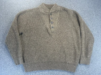 Suéter Henley Eddie Bauer Marrón Tejido Botón Talla Med Preppy Dark Academia Retro Foto 1 de 4