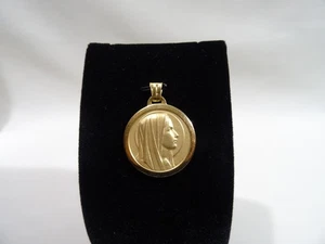 ALTE RELIGIÖSE MEDAILLE ANHÄNGER JUNGFRAU MARIA BRONZE VERGOLDET CHRISTENTUM - Bild 1 von 9