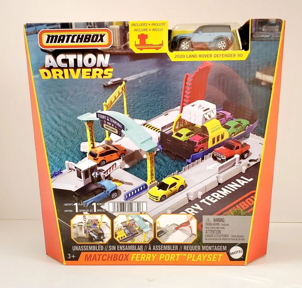 Matchbox Ferry Port Playset with Detachable Ferry Boat Includes 1 Land Rover...