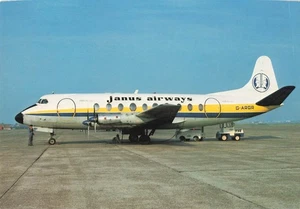 Postcard Airline Janus Airways Vickers Viscount 708 G-ARGR CC8. - Picture 1 of 2