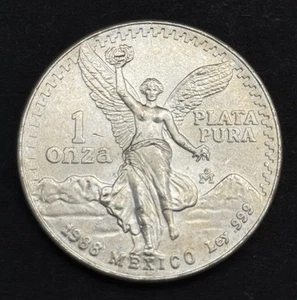 1988 Mexico Libertad Onza Pura Plata 1 oz .999 Silver Coin *Better Date* - Picture 1 of 4